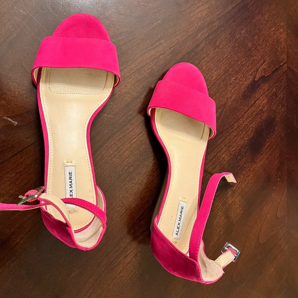 Alex Marie Ankle Strap Wedge Sandal - Hot Pink - Size 6.5